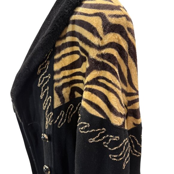 Vintage Zebra oversized faux fur Collar statement Coat/Jacket - Picture 3 of 10